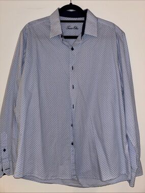Tasso Elba Men's Light Blue Micro-Print Dress Shirt